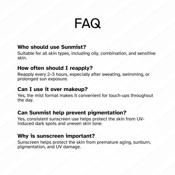 KLEANSE SunMist SPF Dailly Sunscreen Sun Protection Non Sticky Sunblock Suitable for All Skin Types 50ml