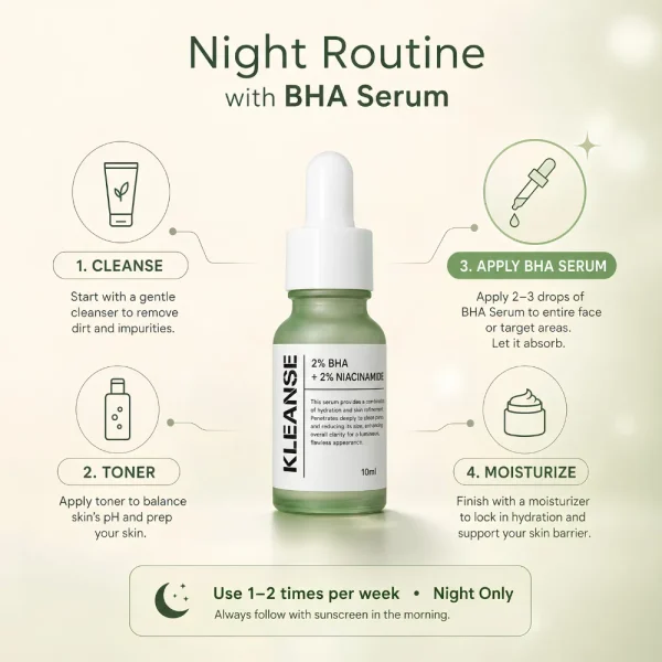 KLEANSE BHA Niacinamide Serum Oil Control Anti Acne Dark Spot Remove Whiteheads Blackheads
