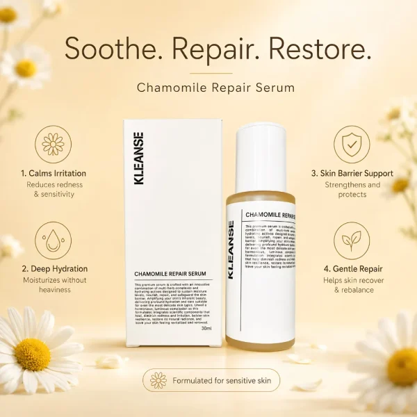 55 KLEANSE Chamomile Repair Serum Soothing Healing For Sensitive Skin Anti Redness Repair Skin Barrier 30ml