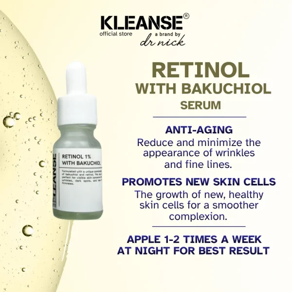 KLEANSE Retinol Serum Improve Skin Texture Collagen Production Reduce Dark Spots Uneven Skin Tone